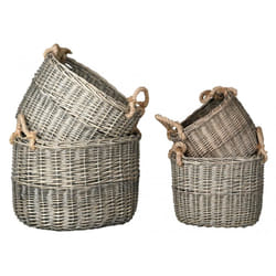Corbeilles en osier gris et corde (Lot de 4)