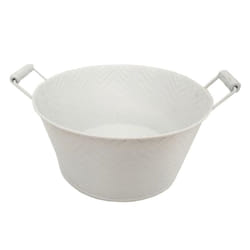 Aubry Gaspard - Corbeille ronde en métal laqué avec chevrons 25 cm - Blanc