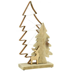 Sapins en métal et bois, guirlande led