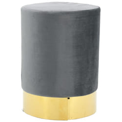 Aubry Gaspard - Pouf en velours et métal doré - Gris