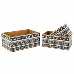 Aubry Gaspard CRA 601 S set of 3, Boîte de rangement, Carré, Papier, Bois, Monochromatique, Intérieure, 220 mm