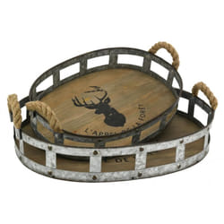 Plateaux ovales en bois et métal L'appel de la forêt (Lot de 2)