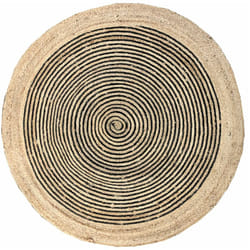 Aubry Gaspard - Tapis rond en jute et coton noir Diamètre 120 cm