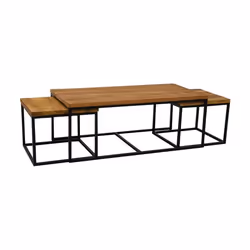 Tables basses modulables en bois recyclé et métal LOFT (Lot de 3)