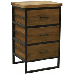 Commode en bois recyclé et métal loft 3 tiroirs