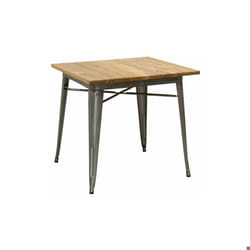 Table carrée industrielle en métal et bois dorme huilé acier brossé