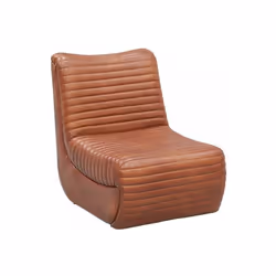 Fauteuil bas en cuir de buffle marron