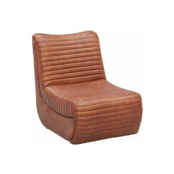 Fauteuil bas en cuir de buffle marron