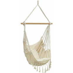 Fauteuil hamac écru à franges en coton