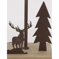 Aubry Gaspard - Lampe en métal et bois décor Forêt 1 cerf + 1 sapin - Naturel