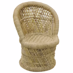 Aubry Gaspard - Fauteuil et tabouret pour enfant en roseau (Lot de 2) - Naturel