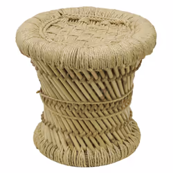 Aubry Gaspard - Fauteuil et tabouret pour enfant en roseau (Lot de 2) - Naturel