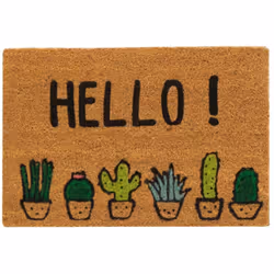Description générale Le paillasson "Hello" en coco est un accessoire décoratif et pratique pour l'entrée de votre maison. Ave ...