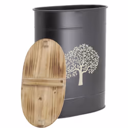 Tabouret et seau à pellets en métal  Métal noir Arbre