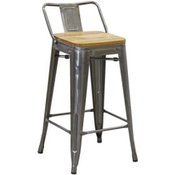 Tabouret en métal et bois d'orme huilé
