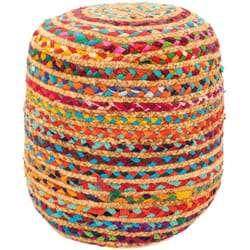 Pouf en coton et jute multicolore