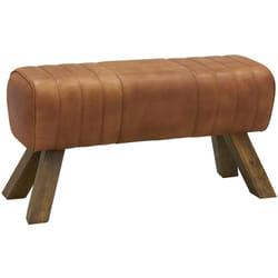 Tabouret en cuir et bois