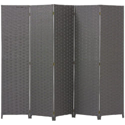 Paravent 5 panneaux en nylon noir
