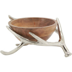 Corbeille en manguier avec bois de cerf en aluminium