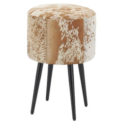 Tabouret - AUBRY GASPARD - Rond en peau de vache - Pieds en métal - Dimensions: ø 30 h 45 cm - Unique