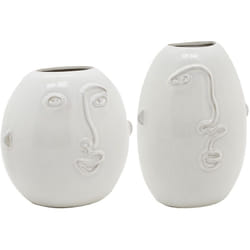 Aubry Gaspard - Vases visage en céramique blanche (Lot de 2)