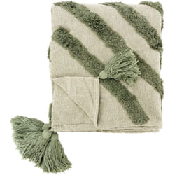 Plaid en coton tufté vert