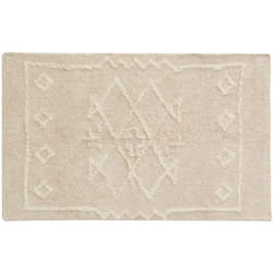 Aubry Gaspard - Tapis en coton tufté écru motifs ethniques 90 x 150 cm