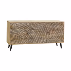 Buffet en bois de manguier - AUBRY GASPARD - 3 portes - Blanc - Meuble de séjour