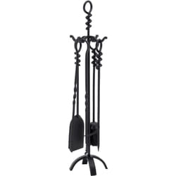 Aubry Gaspard - Valet de cheminée en fer forgé noir 4 accessoires