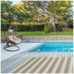 Aubry Gaspard - Tapis d'extérieur en polypropylène 120 x 180 cm Rayures - Beige