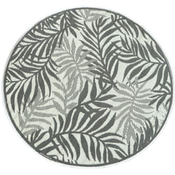 Aubry Gaspard - Tapis d'extérieur rond en polypropylène D150 cm Végétal - Gris