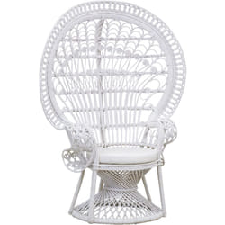 Fauteuil Emmanuelle artisanal en rotin Rotin laqué blanc
