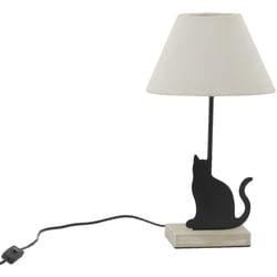 Aubry Gaspard - Lampe Chat en métal noir et bois