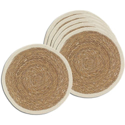 Sets de table ronds en jonc naturel et jute teinté (Lot de 6)