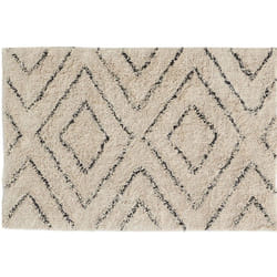 Tapis en coton naturel et noir 60 x 90 cm Losanges