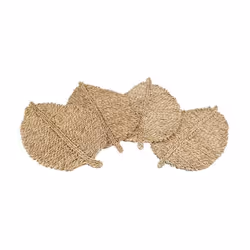 Sets de table - AUBRY GASPARD - Lot de 4 - Jonc naturel tressé - Forme de feuille - Dimensions 53-49 x 32 cm