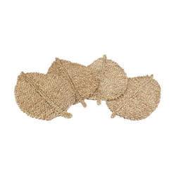Sets de table - AUBRY GASPARD - Lot de 4 - Jonc naturel tressé - Forme de feuille - Dimensions 53-49 x 32 cm