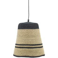 Suspension cloche en jonc naturel et noir
