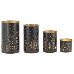 Aubry Gaspard - Photophores en métal noir et doré Maison (lot de 4)