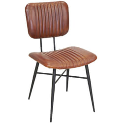 Chaise en cuir cognac et métal