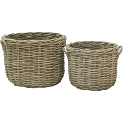 Cache-pots en poelet fendu sable (lot de 2)