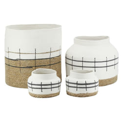 Aubry Gaspard - Cache-pots en jonc naturel et blanc (lot de 4)