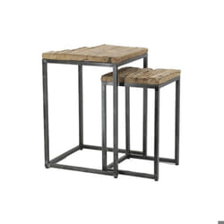 Consoles en bois recyclé et métal (lot de 2) Carrée