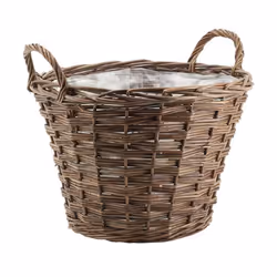 Cache-pot en osier brut doublée plastique - AUBRY GASPARD - ø 40 cm - Fibre naturelle - Rond - Beige