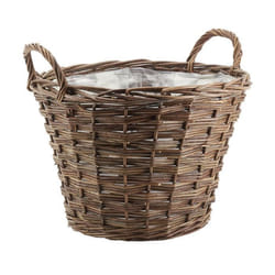 Cache-pot en osier brut doublée plastique - AUBRY GASPARD - ø 40 cm - Fibre naturelle - Rond - Beige