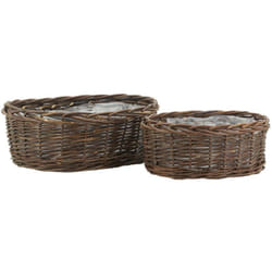 Corbeilles ovales en osier brut marron (lot de 2)