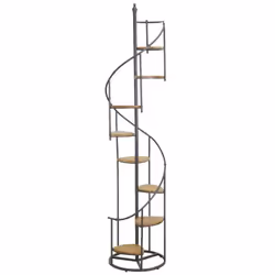 Description générale Cette étagère en métal et bois, au design original en forme d'escalier colimaçon, est idéale pour optimi ...