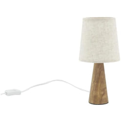 Mini lampe à pied en paulownia et abat-jour écru