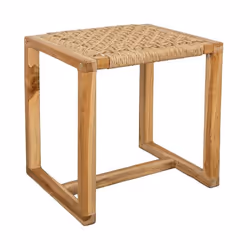 Table basse - AUBRY GASPARD - Carrée - Bois de teck - Rotin synthétique - 45 cm de hauteur