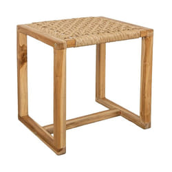Table basse - AUBRY GASPARD - Carrée - Bois de teck - Rotin synthétique - 45 cm de hauteur